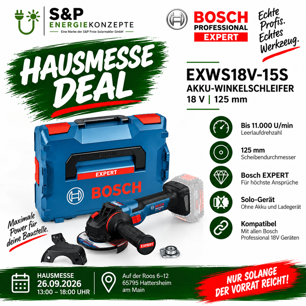 Bosch EXPERT EXWS18V-15S Akku-Winkelschleifer 18V – 125 mm