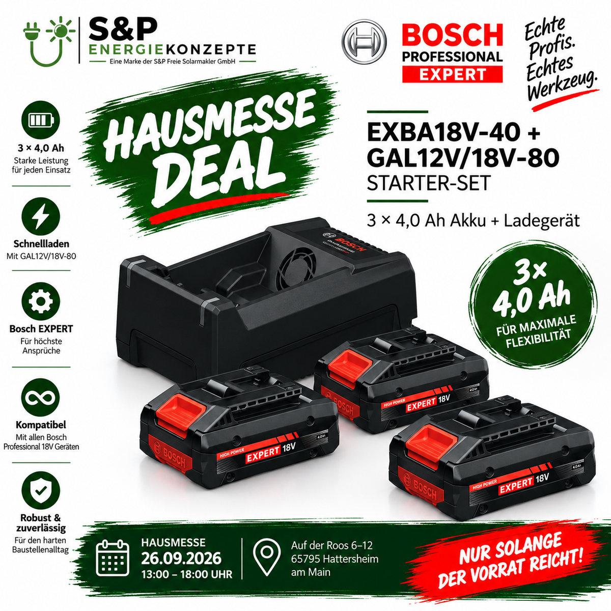 Bosch EXPERT Starter-Set EXBA18V-40 + GAL12V/18V-80 – 3× 4,0 Ah