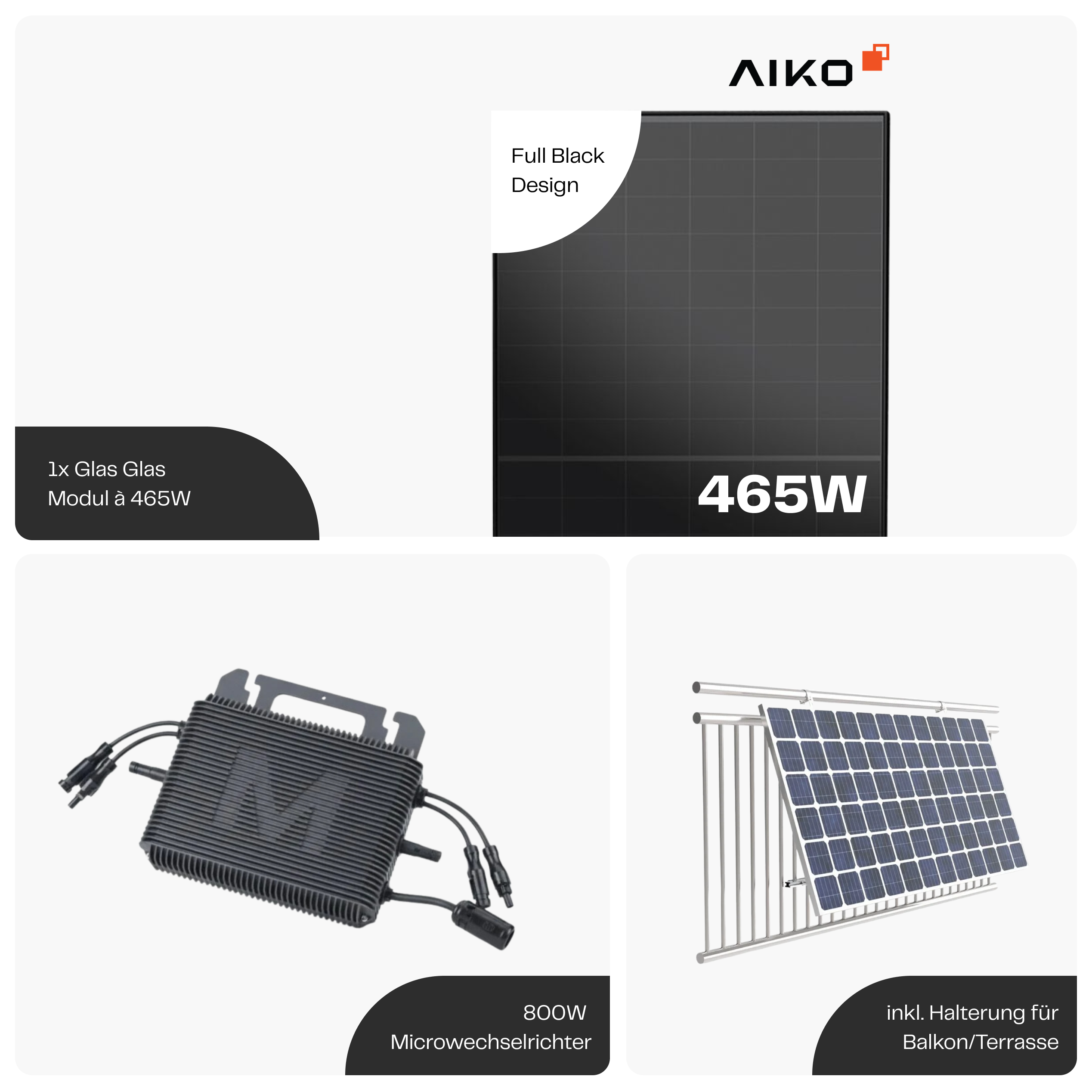 Balkonkraftwerk 465 W Komplettset – inkl. Halterung