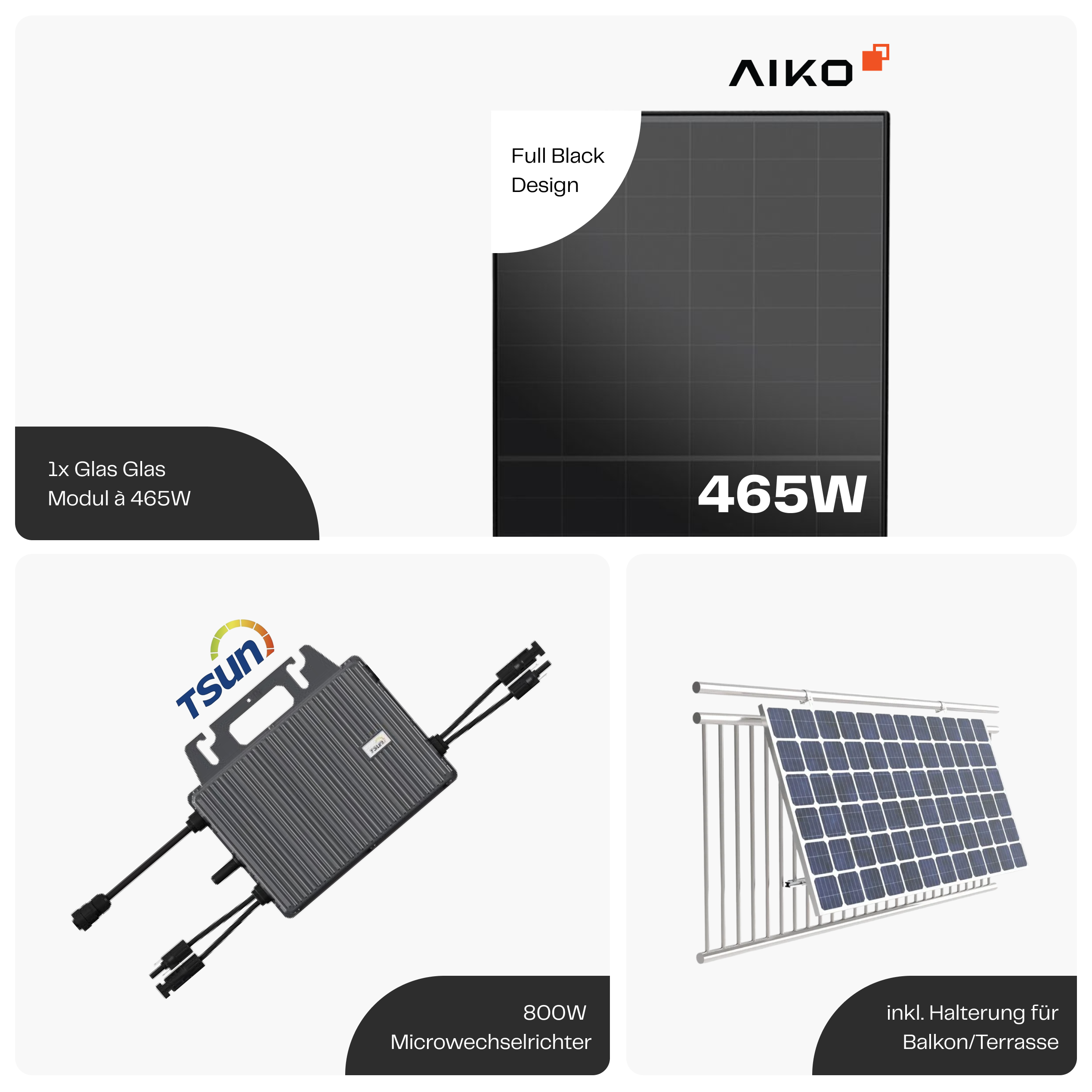 Balkonkraftwerk 465 W Komplettset – inkl. Halterung