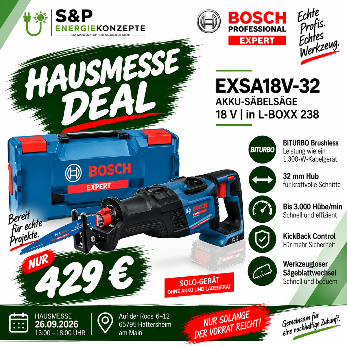 Bosch EXPERT EXSA18V-32 Akku-Säbelsäge 18V – L-BOXX 238