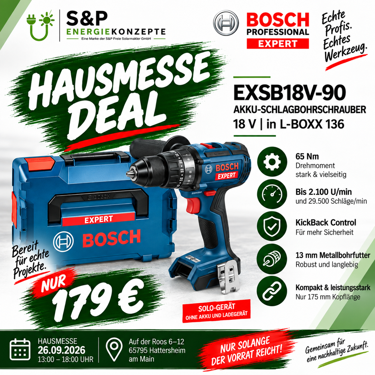 Bosch EXPERT EXSB18V-90 Akku-Schlagbohrschrauber 18V – L-BOXX 136